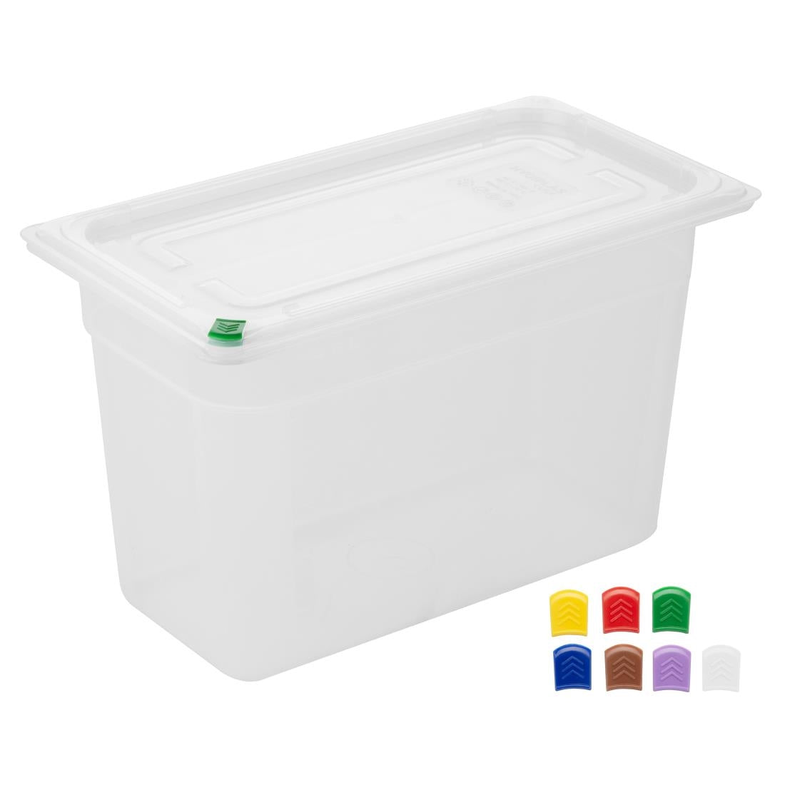 FZ094 Hygiplas Click PP GN Pan 1/3 with Lid and 7 colour clip -200mm 6 9/10Ltr(Pack 4)