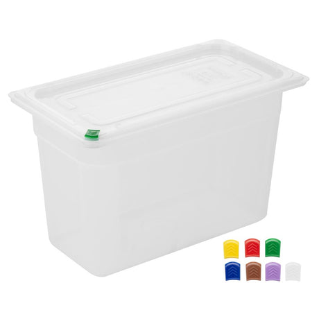 FZ094 Hygiplas Click PP GN Pan 1/3 with Lid and 7 colour clip -200mm 6 9/10Ltr(Pack 4)