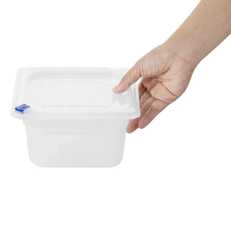 FZ097 Hygiplas Click PP GN Pan 1/6 with Lid and 7 colour clips-100mm 1.5Ltr (Pack 4)