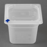 FZ098 Hygiplas Click PP GN Pan 1/6 with Lid  and 7 colour clips -150mm 2.2Ltr (Pack 4)