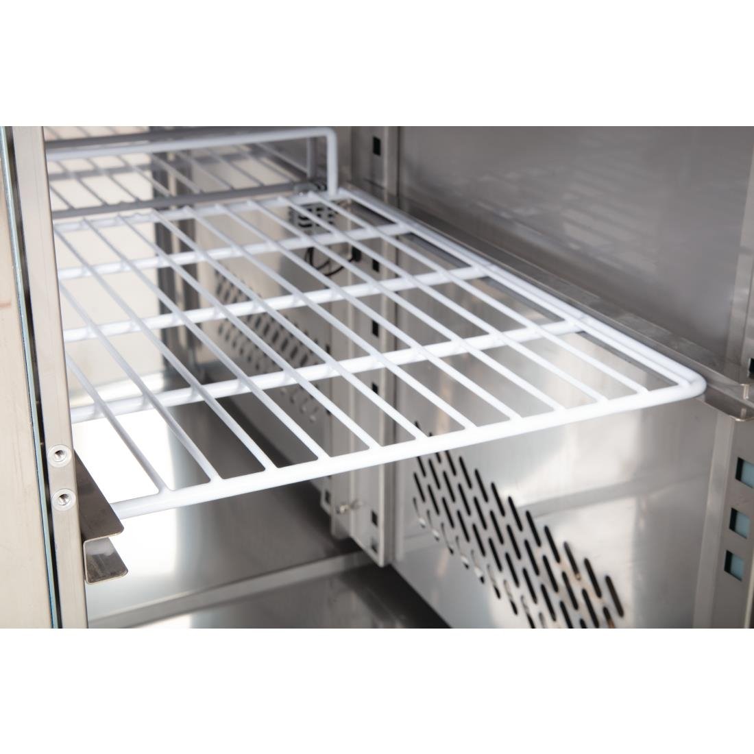 DL915 Polar U-Series Triple Door Counter Fridge with Upstand 417Ltr
