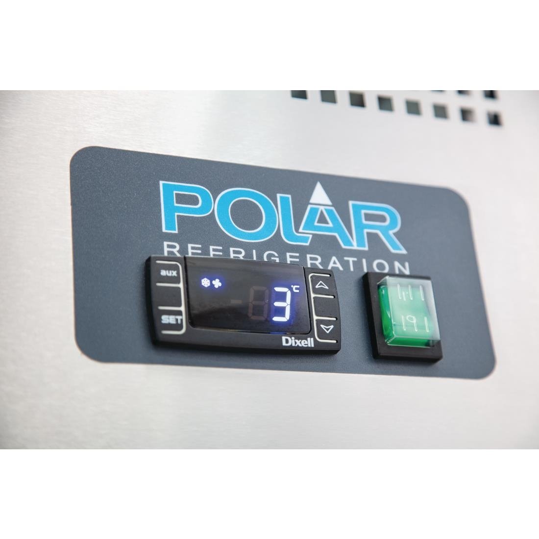 DL915 Polar U-Series Triple Door Counter Fridge with Upstand 417Ltr