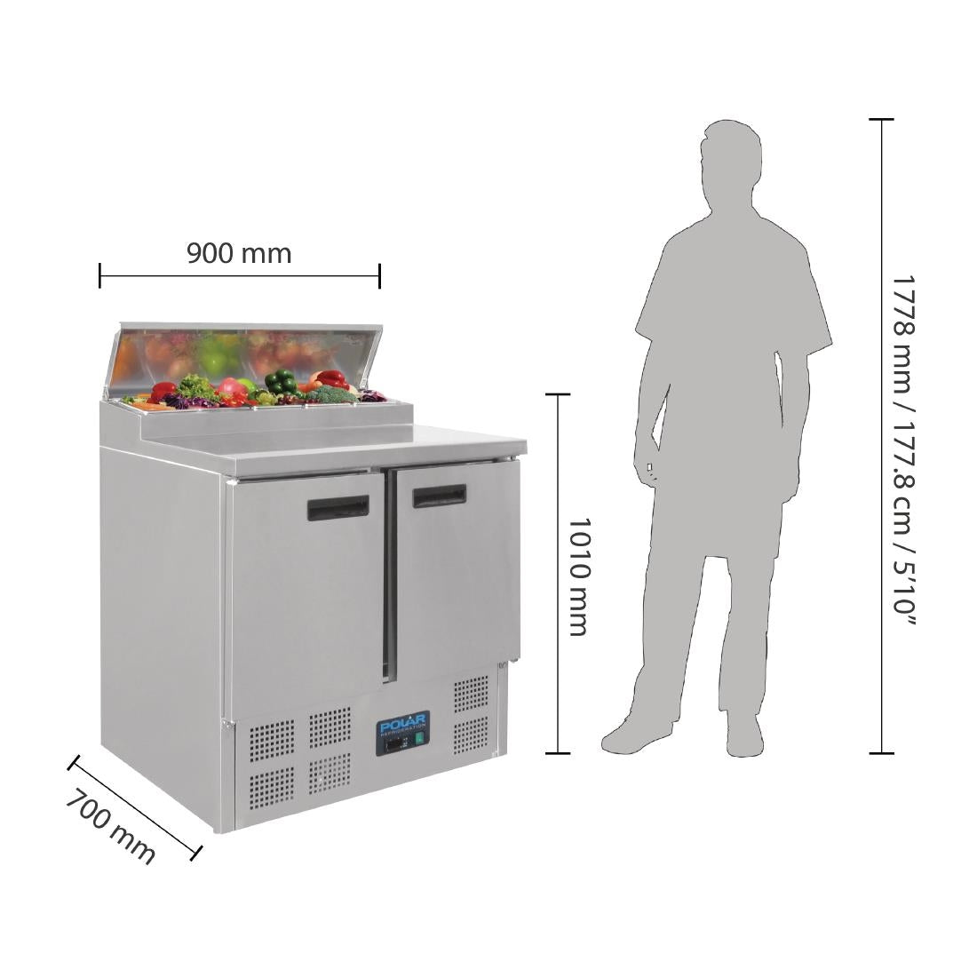 G604 Polar G-Series Pizza Prep Counter Fridge