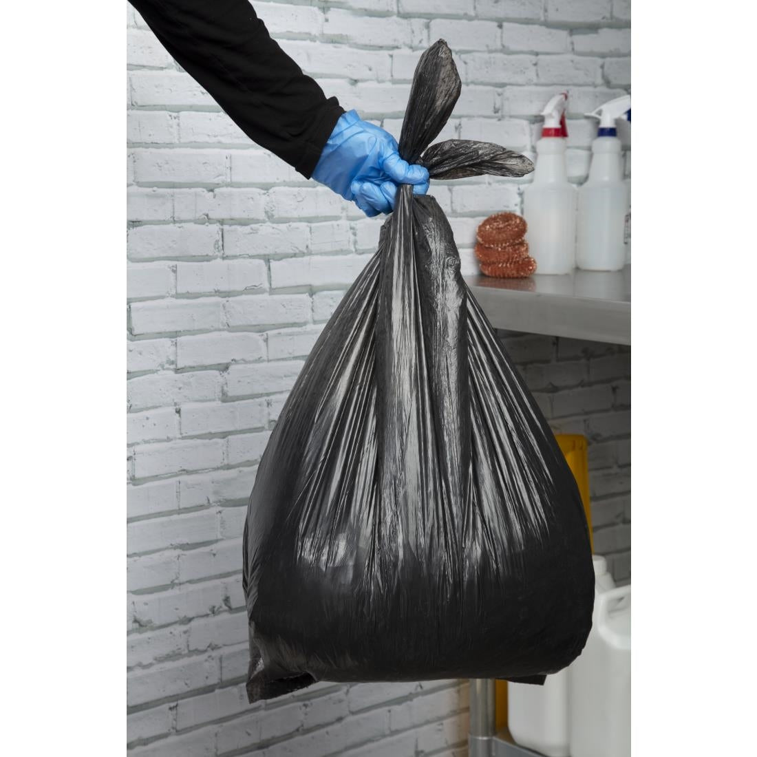 GN399 Jantex Large Medium Duty Black Bin Bags 80Ltr (Pack of 10)