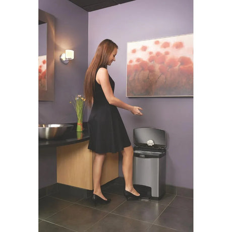 GE937 Rubbermaid Slim Jim Front Step on Pedal Bin Stainless Steel - JD Catering Equipment Solutions Ltd
