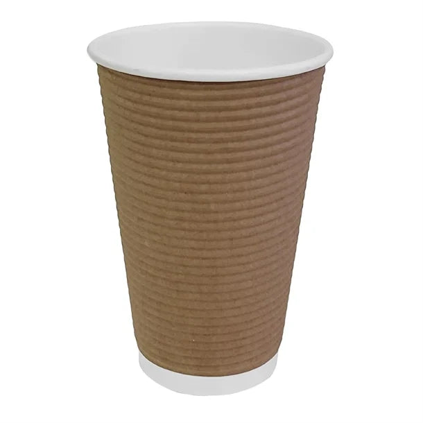 GF024 Fiesta Ripple Wall Takeaway Coffee Cups Kraft 455ml / 16oz