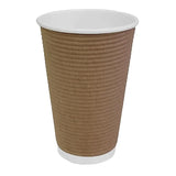 GF024 Fiesta Ripple Wall Takeaway Coffee Cups Kraft 455ml / 16oz