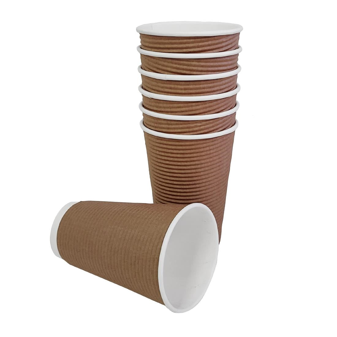 GF025 Fiesta Recyclable Coffee Cups Ripple Wall Kraft 455ml / 16oz (Pack of 25)