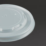 GF048 Vegware Compostable Hot Food Pot Flat Lids 350ml / 12oz and 455ml / 16oz (Pack of 500)