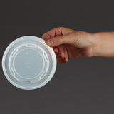 GF048 Vegware Compostable Hot Food Pot Flat Lids 350ml / 12oz and 455ml / 16oz (Pack of 500)