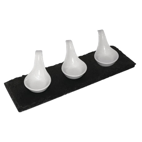 CK408 Olympia Natural Slate Rectangular Display Trays 300mm (Pack of 4) - JD Catering Equipment Solutions Ltd