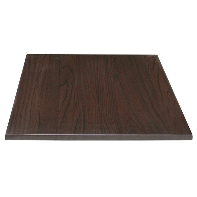 Bolero Pre-Drilled Square Table Top Dark Brown 700x700mm
