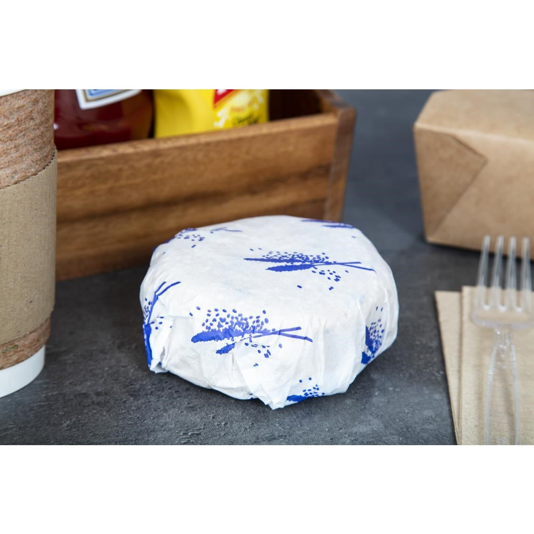 GH037 Burger Wrapping Paper Sheets Blue 245 x 300mm (Pack of 1000)