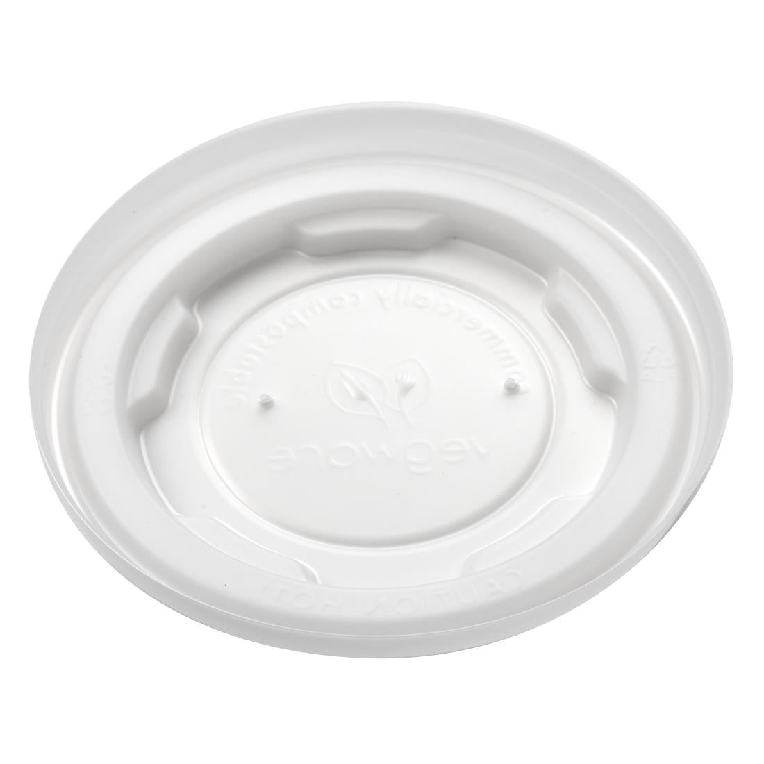 GH166 Vegware Compostable Hot Food Pot Flat Lids 170ml / 6oz and 230ml / 8oz