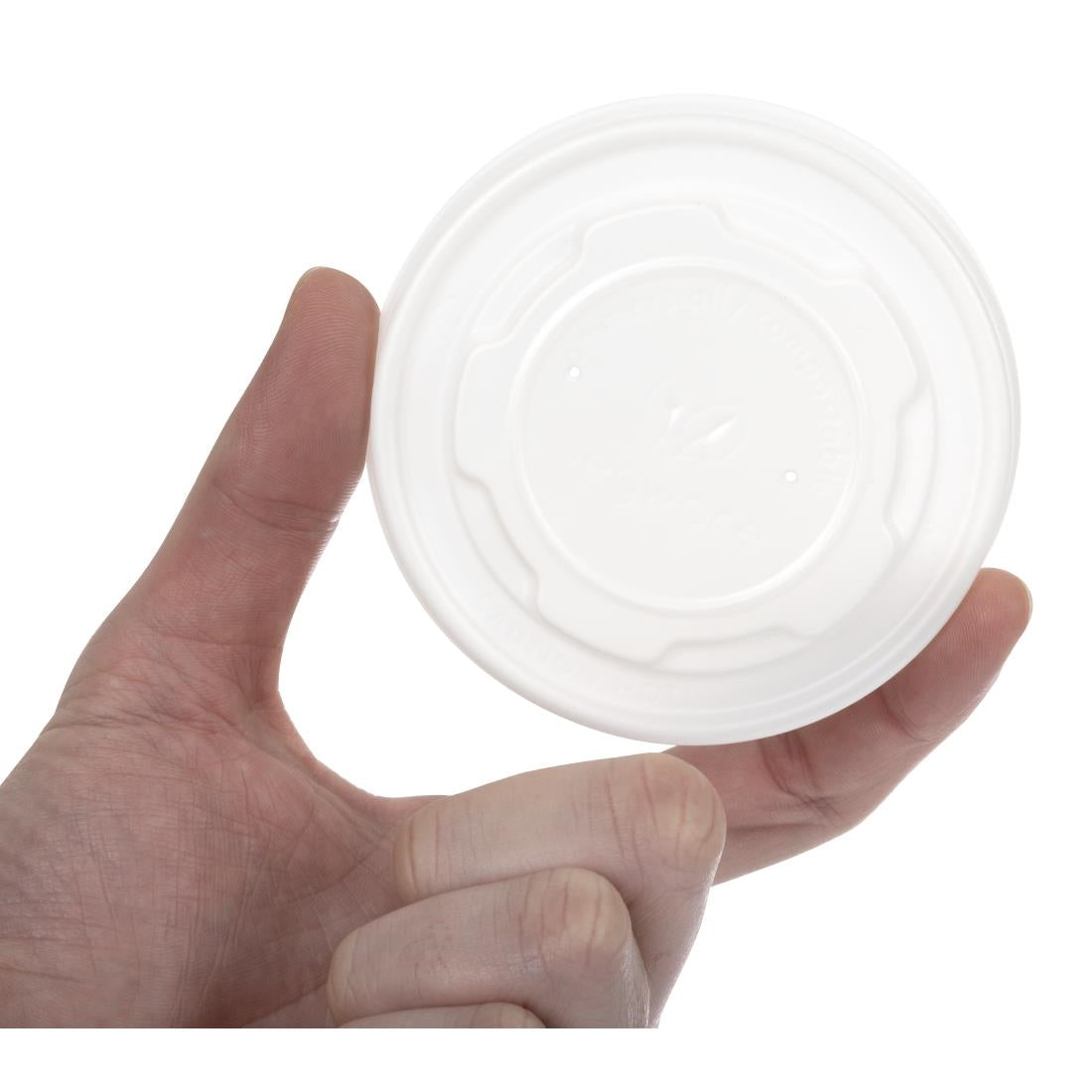 GH166 Vegware Compostable Hot Food Pot Flat Lids 170ml / 6oz and 230ml / 8oz