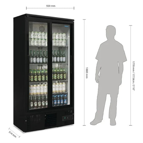 GJ448 Polar G-Series Upright Back Bar Cooler with Sliding Doors 490Ltr - JD Catering Equipment Solutions Ltd