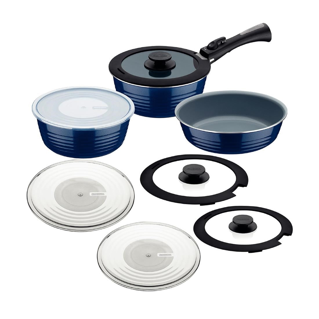 GL339 Tramontina Ãtria 10-Piece Nesting Cookware Set Navy
