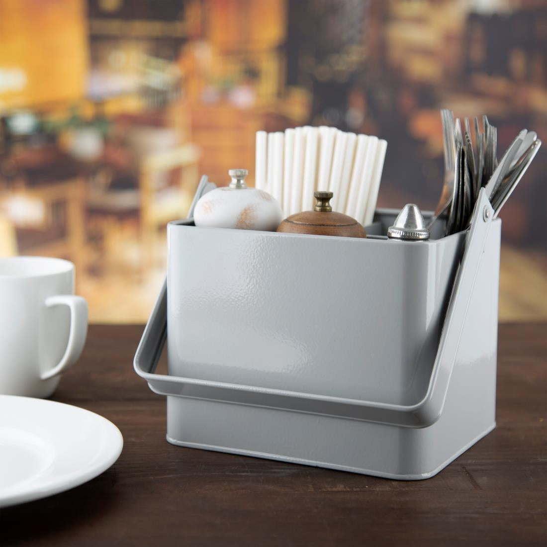 GM296 Olympia Galvanised Table Tidy Grey