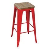 GM641 Bolero Bistro High Stools with Wooden Seat Pad Red (Pack of 4)