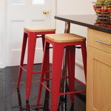 GM641 Bolero Bistro High Stools with Wooden Seat Pad Red (Pack of 4)