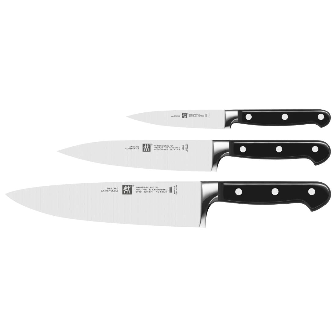 GM672 Zwilling Professional Knife Set 10cm Paring Knife,16cm Carving Knife & 20cm Chef's Knife (Pack 3)