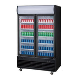 GM813 Polar G-Series Upright Hinged Door Display Cooler with Light Box 950Ltr Black GM813