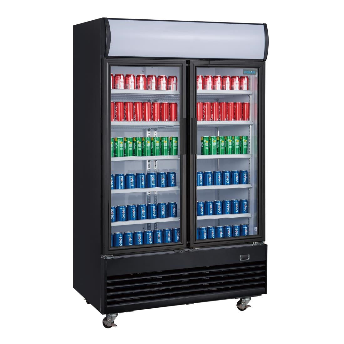 GM813 Polar G-Series Upright Hinged Door Display Cooler with Light Box 950Ltr Black GM813