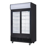 GM814 Polar G-Series Upright Sliding Door Display Cooler with Light Box 950Ltr Black GM814