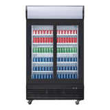 GM814 Polar G-Series Upright Sliding Door Display Cooler with Light Box 950Ltr Black GM814