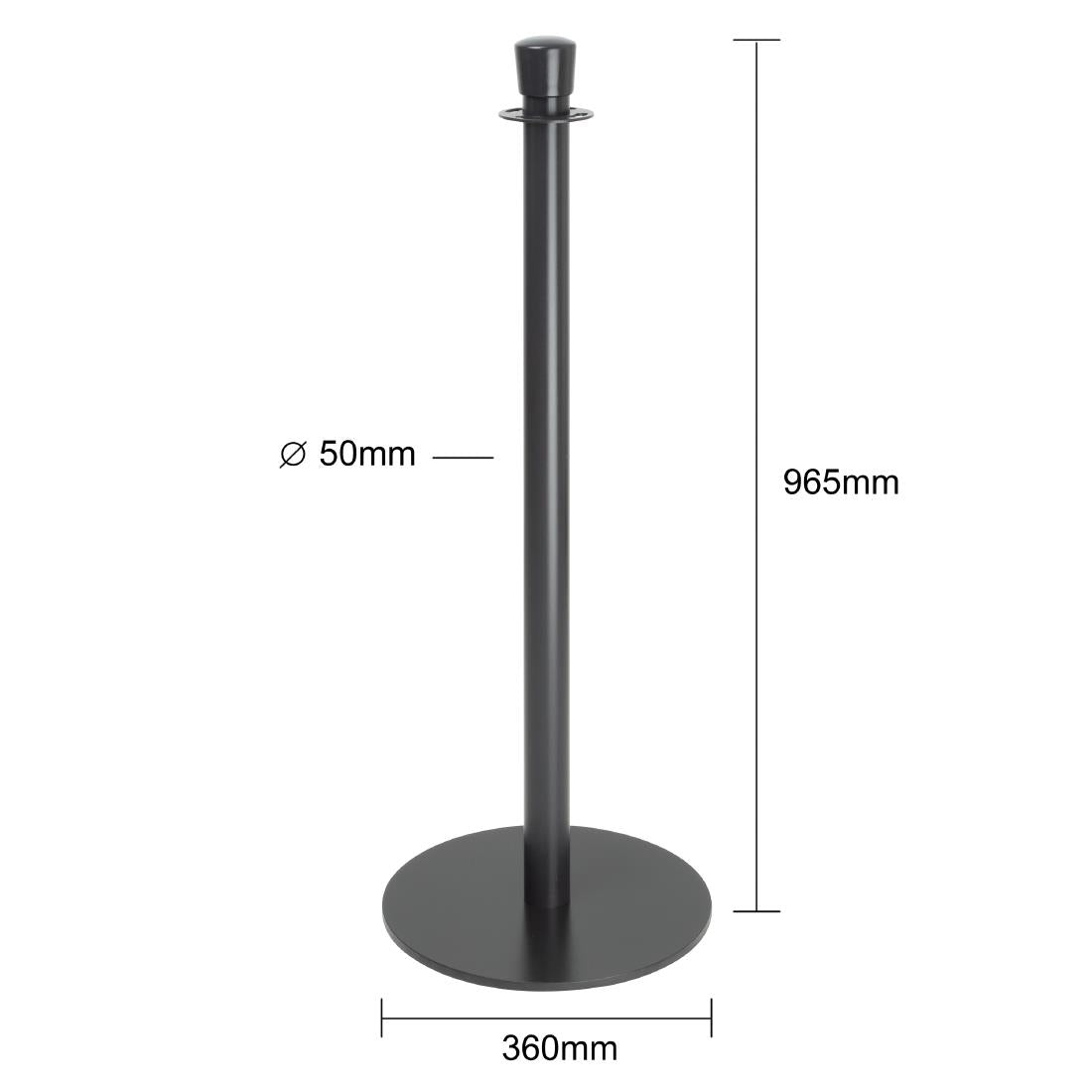 GP638 Bolero Flat Base Barrier Posts Black (Pack of 2)
