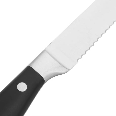 GR919 Olympia Premium Riveted Steak Knives with Black ABS Handles (Pack of 6)