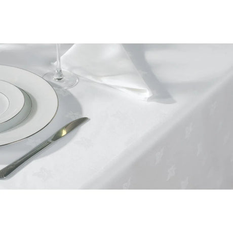 GW456 Mitre Luxury Luxor Tablecloth Ivy Leaf White 1780 x 2300mm - JD Catering Equipment Solutions Ltd