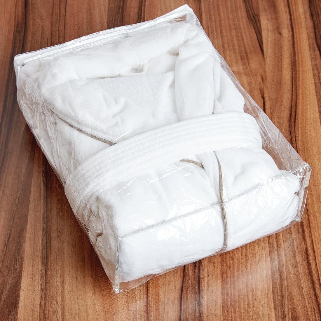 Mitre Heritage Ambassador White Bathrobe with Taupe Piping Extra Large