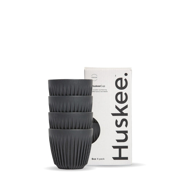 6oz Charcoal HuskeeCup 4-Pack (x12) - - BioPak commercial catering consumable