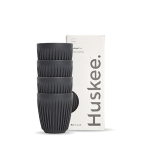 8oz Charcoal HuskeeCup 4-Pack (x12) - - BioPak commercial catering consumable