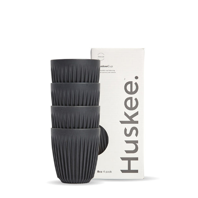 8oz Charcoal HuskeeCup 4-Pack (x12) - - BioPak commercial catering consumable