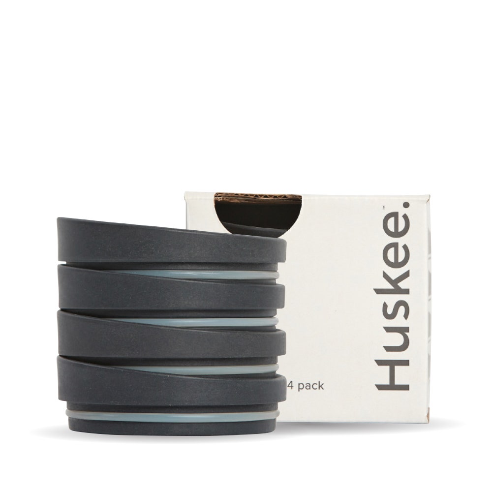 Charcoal HuskeeCup Universal Lid 4-Pack (x12) - - BioPak commercial catering consumable