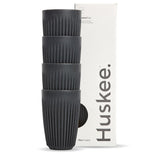 12oz Charcoal HuskeeCup 4-Pack (x12) - - BioPak commercial catering consumable