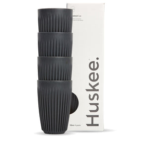 12oz Charcoal HuskeeCup 4-Pack (x12) - - BioPak commercial catering consumable