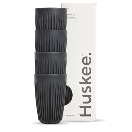 12oz Charcoal HuskeeCup 4-Pack (x12) - - BioPak commercial catering consumable