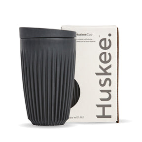 12oz Charcoal HuskeeCup & Lid (x12) - - BioPak commercial catering consumable