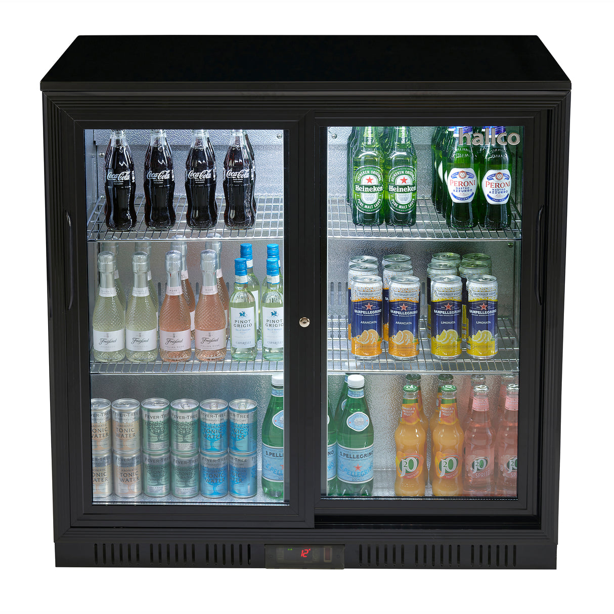 Hallco HC2BK-SD Undercounter 2 Sliding Door Bottle Cooler