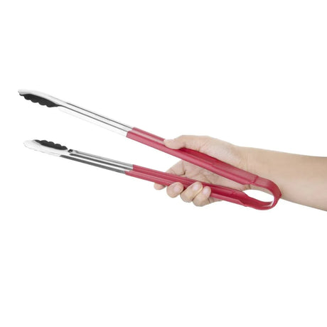 HC854 Vogue Colour Coded Serving Tong Red 405mm - JD Catering Equipment Solutions Ltd