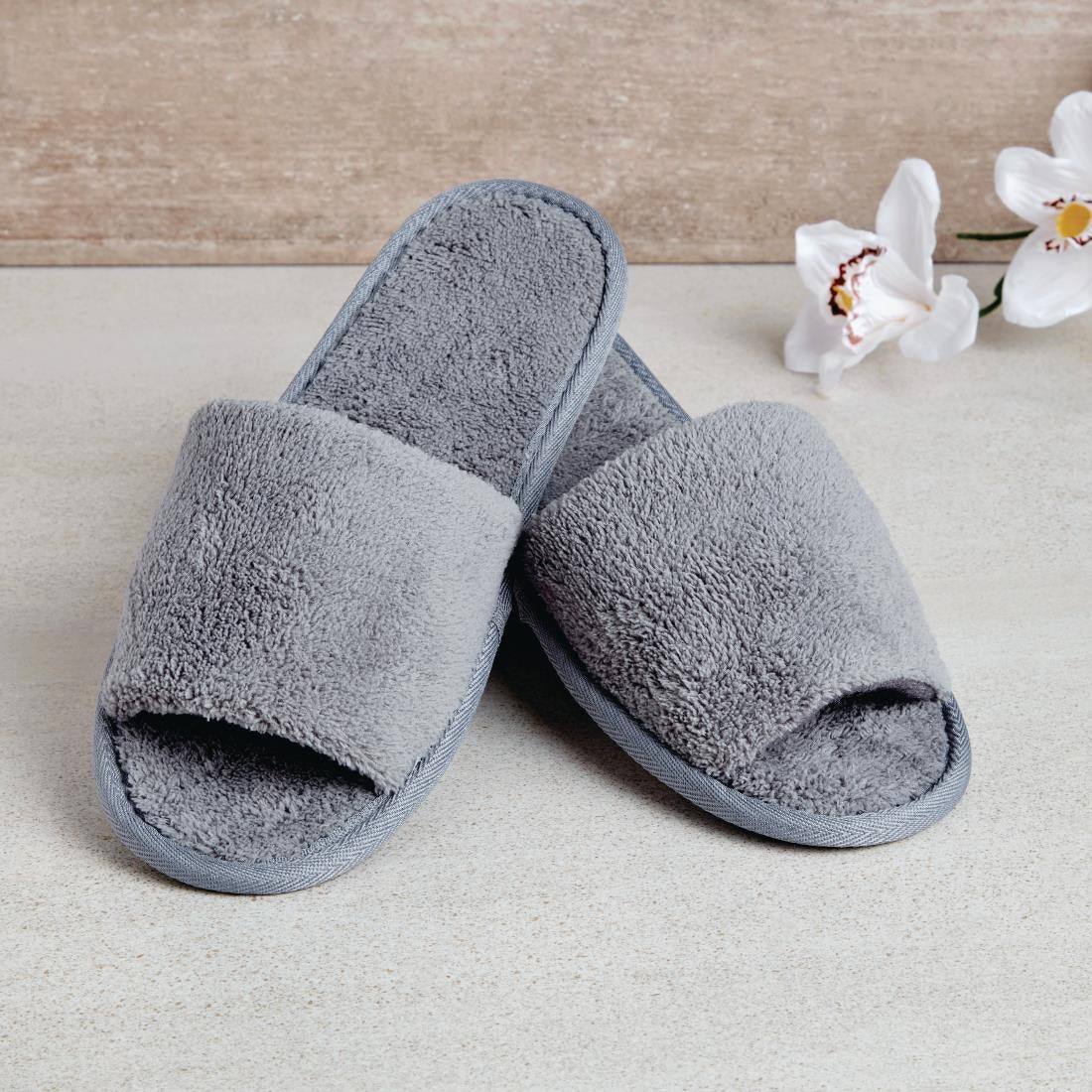 HD245 Luxury Curzon Open Toe Slippers Grey