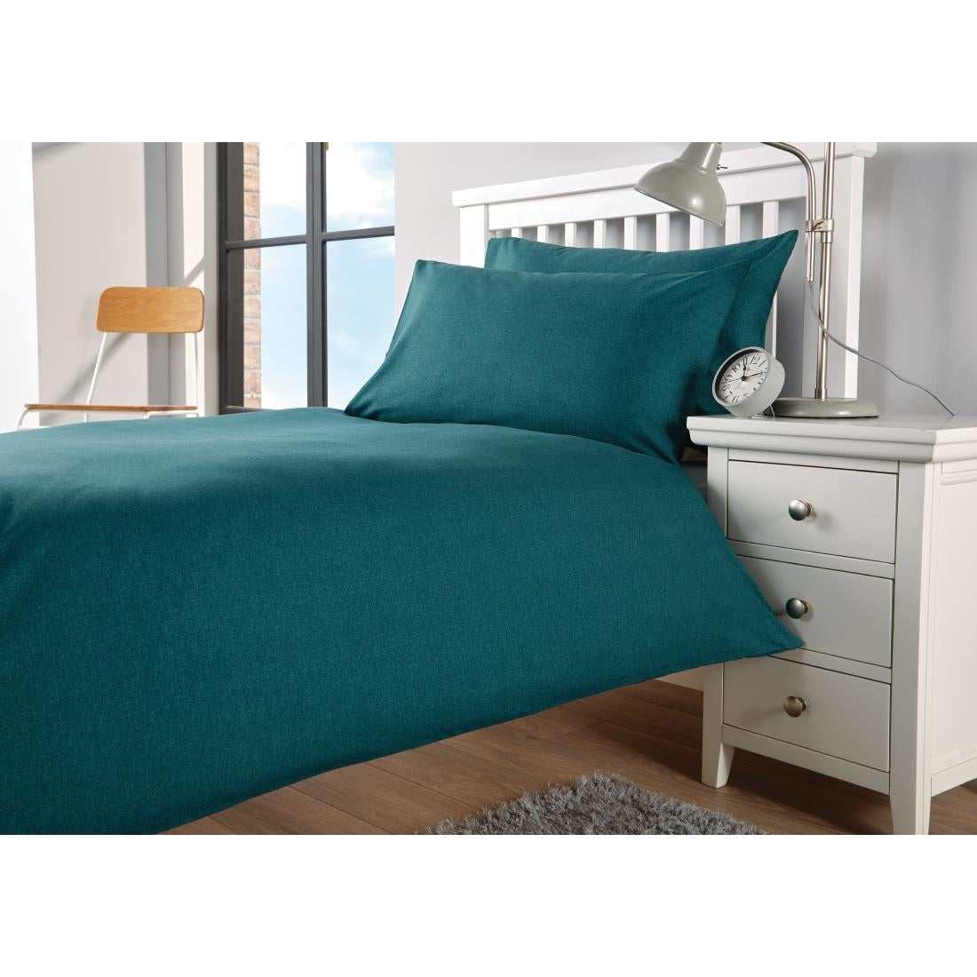 HN834 Mitre Essentials Opal Duvet Cover Open Teal Single