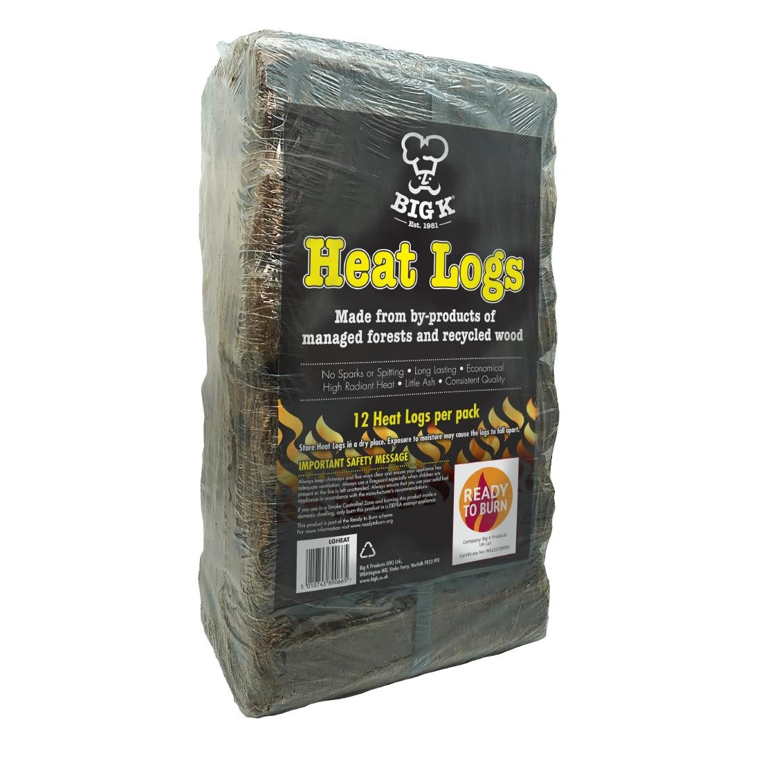 HP299 Big K Compressed Saw Dust Heat Logs (Pack of 12)