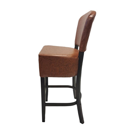 HP774 Hanoi Bar Chair in Dark Walnut with Bison Tan Vinyl