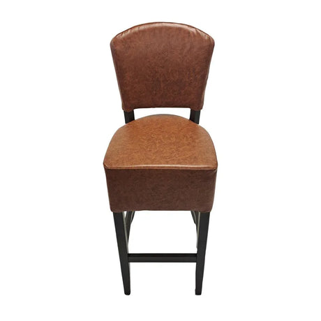 HP774 Hanoi Bar Chair in Dark Walnut with Bison Tan Vinyl - JD Catering Equipment Solutions Ltd