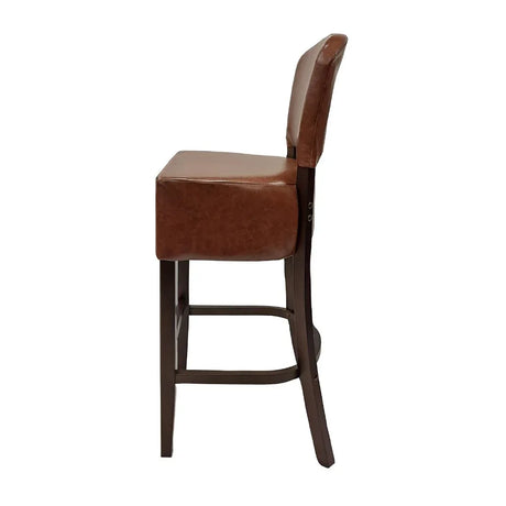 HP775 Hanoi Bar Chair in Dark Walnut with Bison Espresso Vinyl - JD Catering Equipment Solutions Ltd
