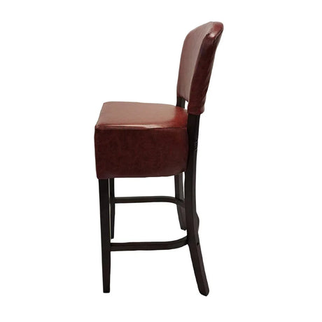 HP777 Hanoi Bar Chair in Dark Walnut with Bison Bordeaux Vinyl - JD Catering Equipment Solutions Ltd